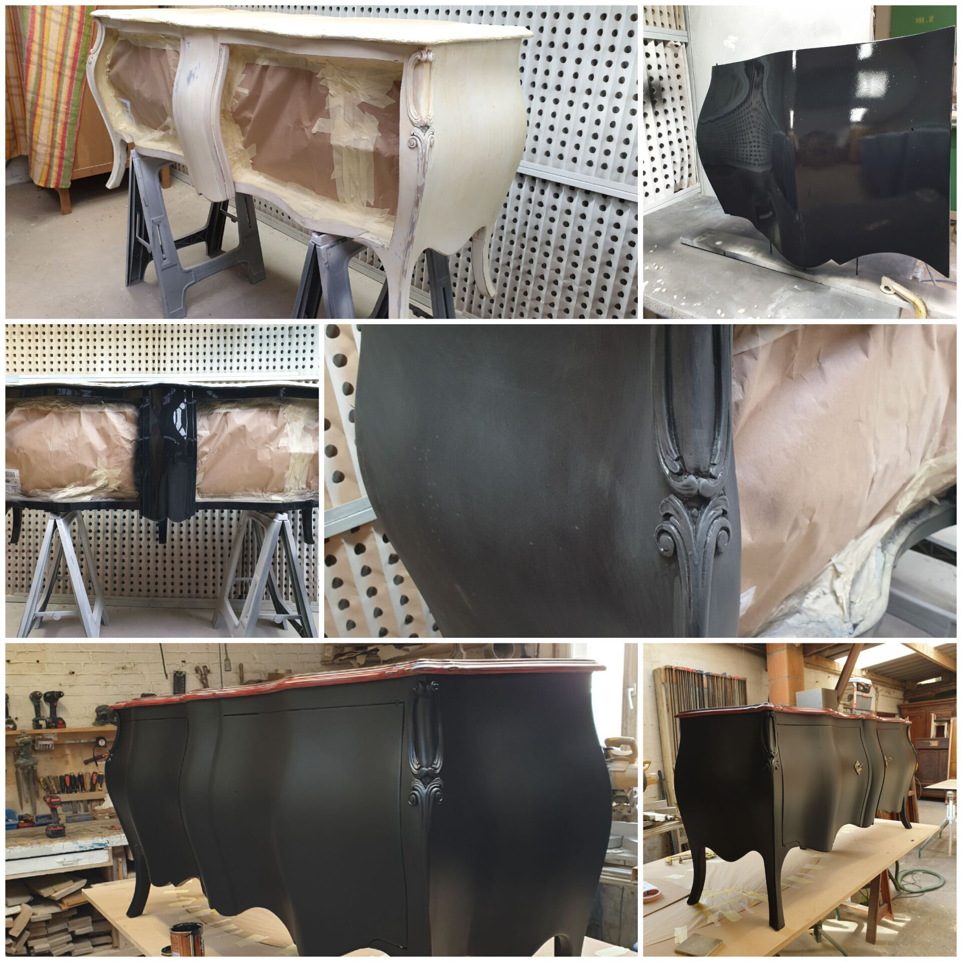 Restauration meuble avec patine noire