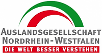 Logo of Auslandsgesellschaft Nordrhein-Westfalen with green and red arches, and the text