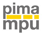 Logo für PIMA, grauer Text mit einem gelben horizontalen Balken, der „pima“ und „mpu“ trennt.