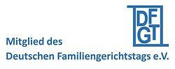 Logo des Deutschen Familiengerichtstags e.V., einer deutschen Vereinigung für Familienrecht, blaues Quadrat mit „DFGT“.
