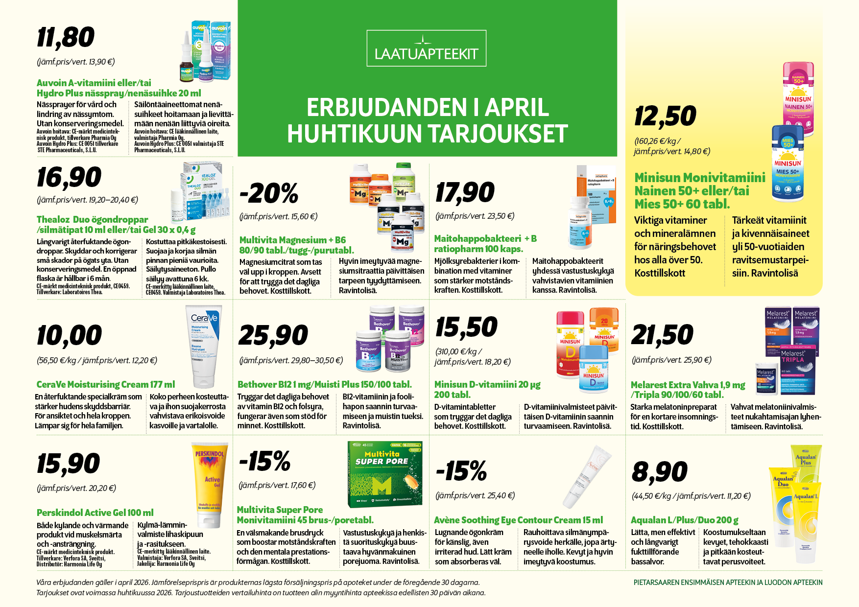 Laatuapteekit -  tarjoukset