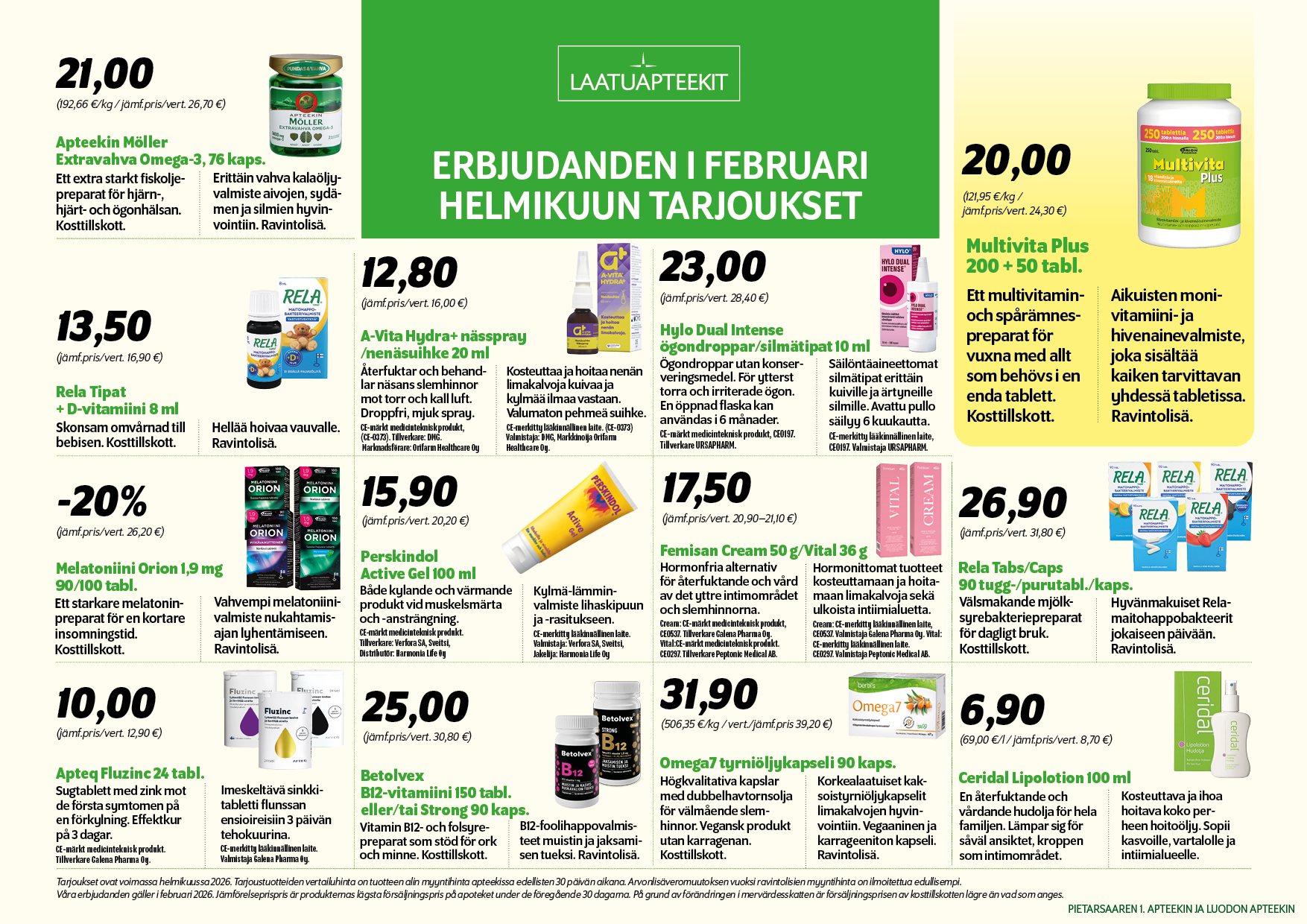 Laatuapteekit -  tarjoukset