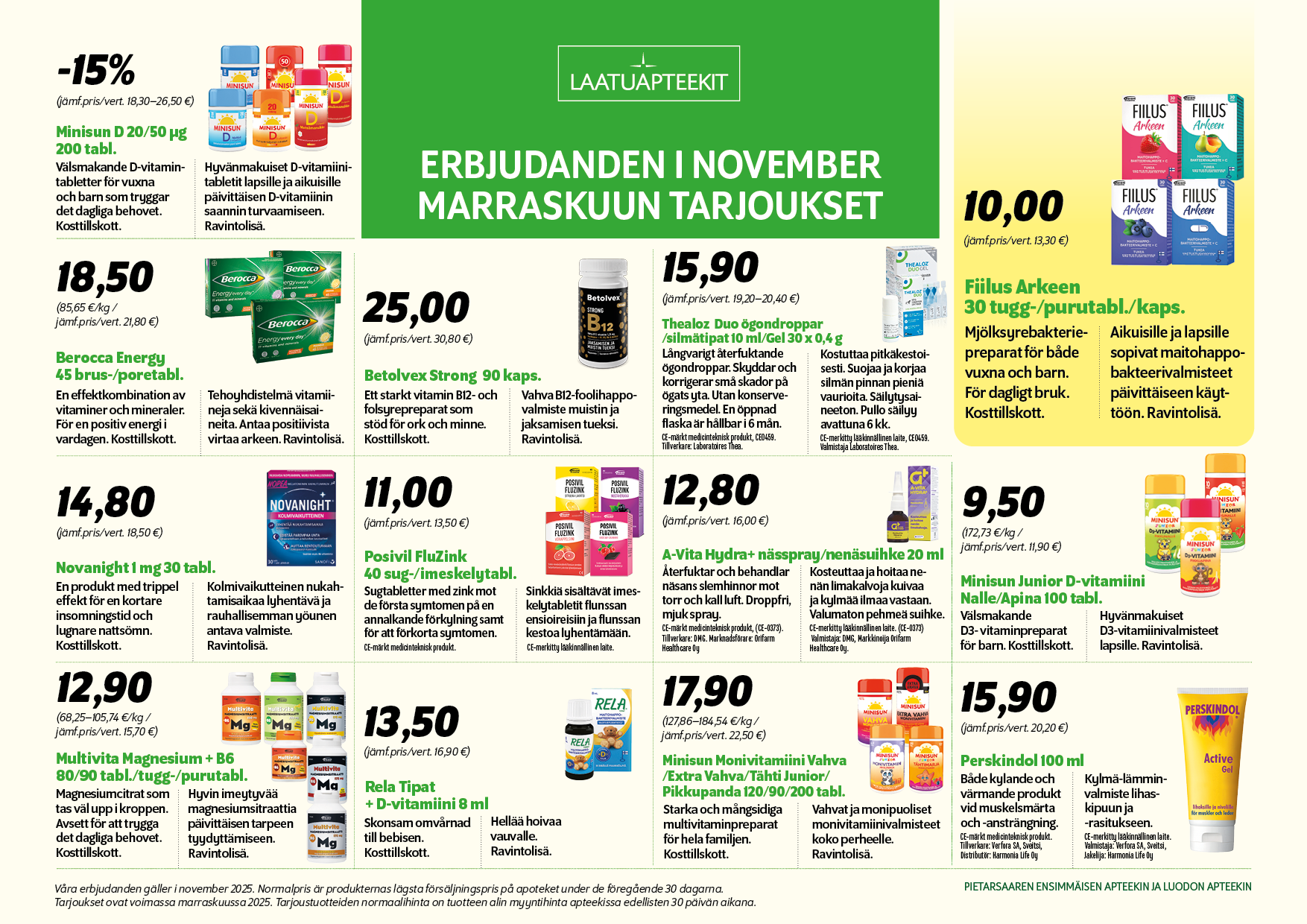 Laatuapteekit -  tarjoukset