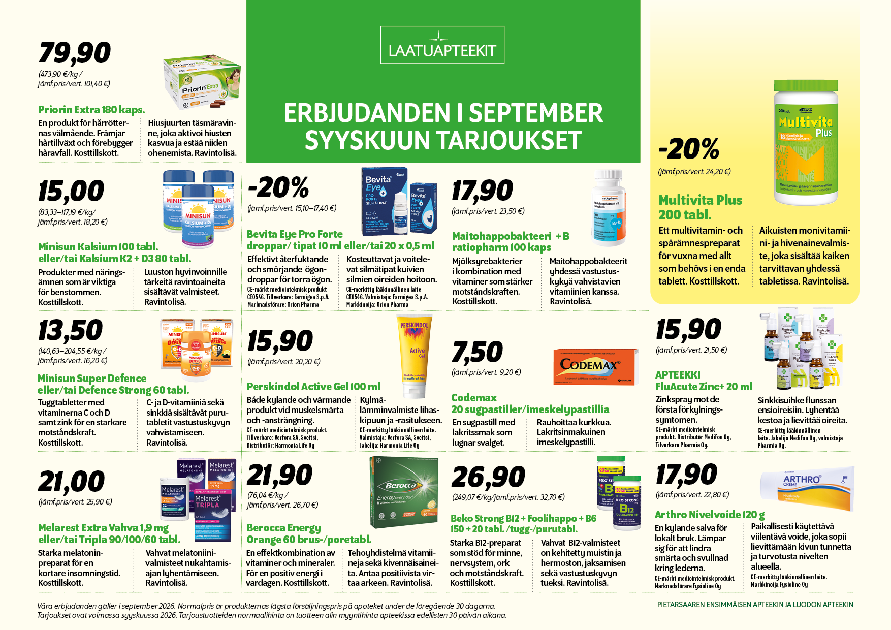 Laatuapteekit -  tarjoukset