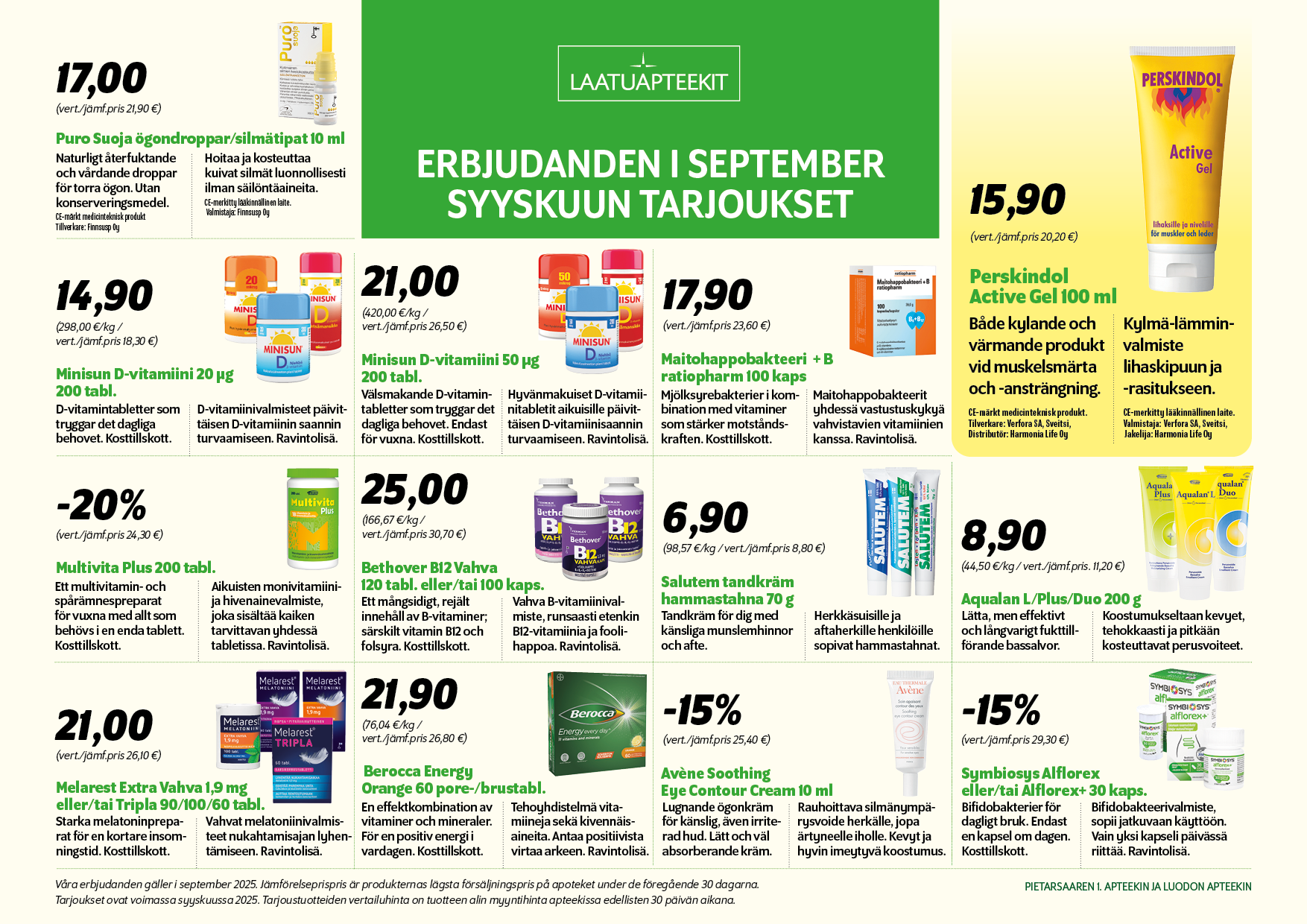 Laatuapteekit -  tarjoukset