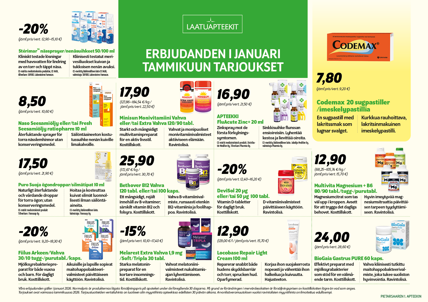 Laatuapteekit -  tarjoukset