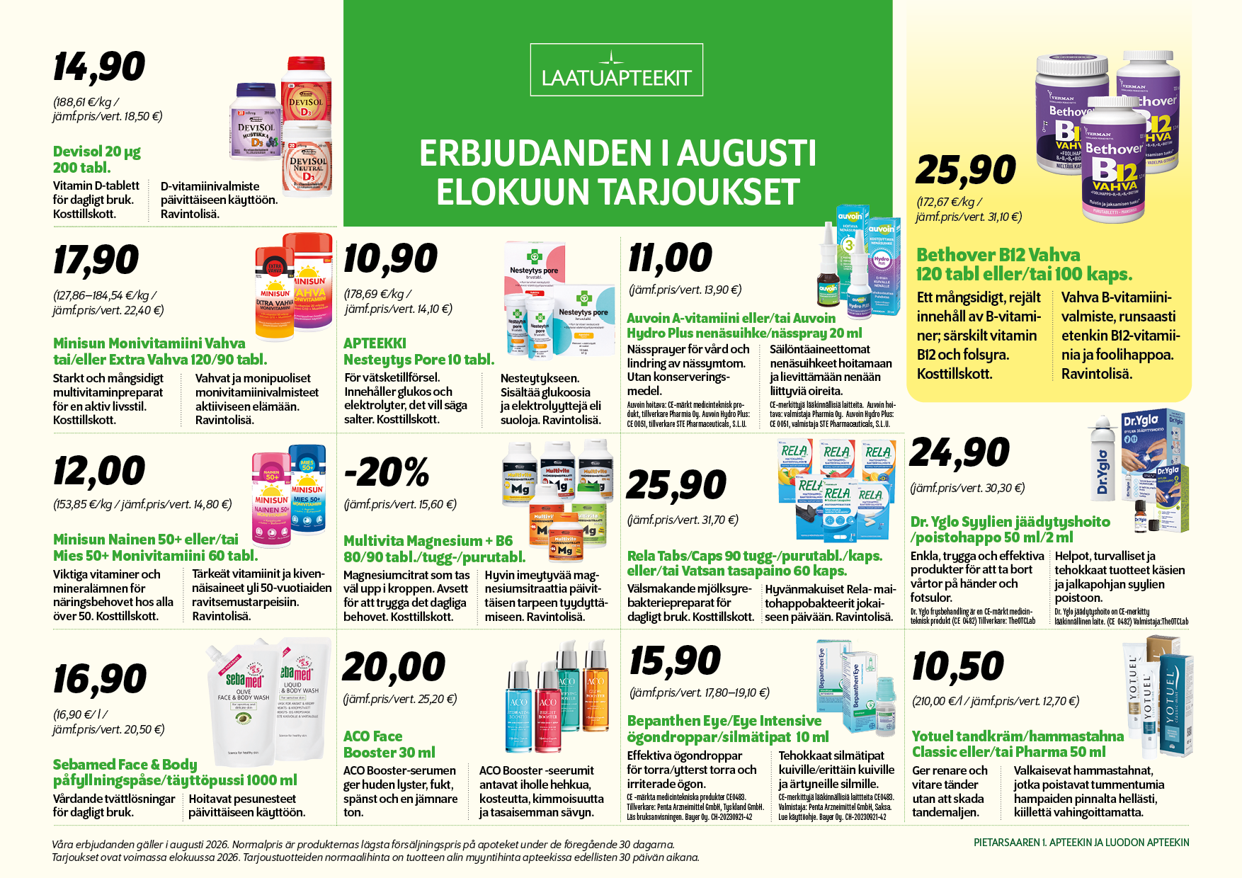 Laatuapteekit -  tarjoukset