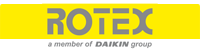 Un cartel amarillo que dice rotex, miembro del grupo daikin