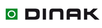 Un logotipo negro y verde para dinak sobre un fondo blanco.
