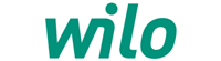 El logotipo de wilo es verde y blanco sobre un fondo blanco.