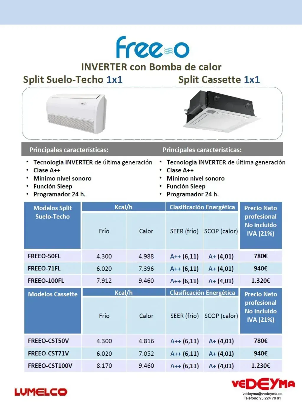 Un folleto para un inversor gratuito con bomba de calor