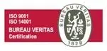 Un logotipo rojo y blanco para la certificación Bureau Veritas.