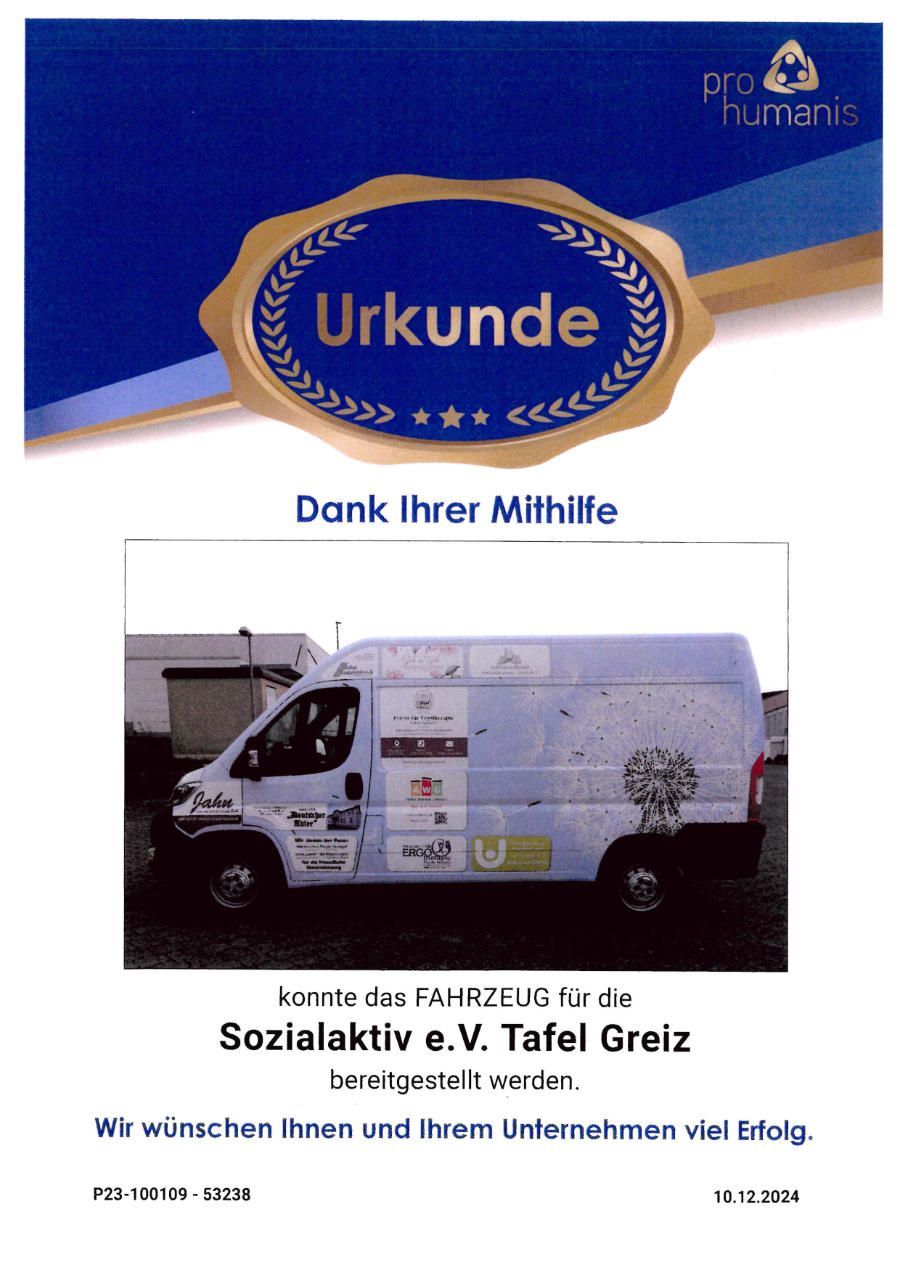 Urkunde Tafel Greiz