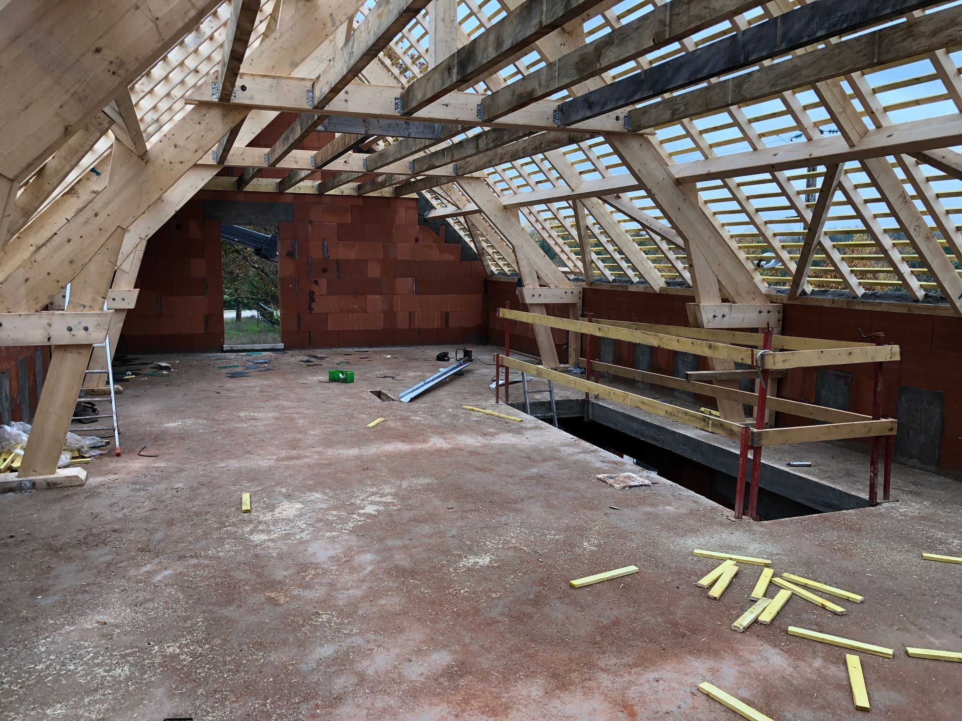 Construction d'une toiture.