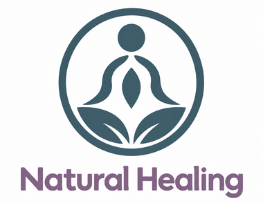 Logotipo para terapias naturales, con un perfil femenino y hojas verdes en tonos beige y marr&oacute;n.