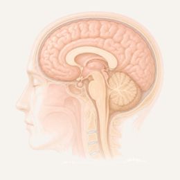 Anatomische Illustration des menschlichen Gehirns im seitlichen Querschnitt