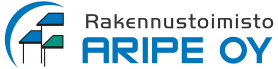 Rakennustoimisto Aripe Oy:n logo, jossa on sinivihreä rakennussymboli.
