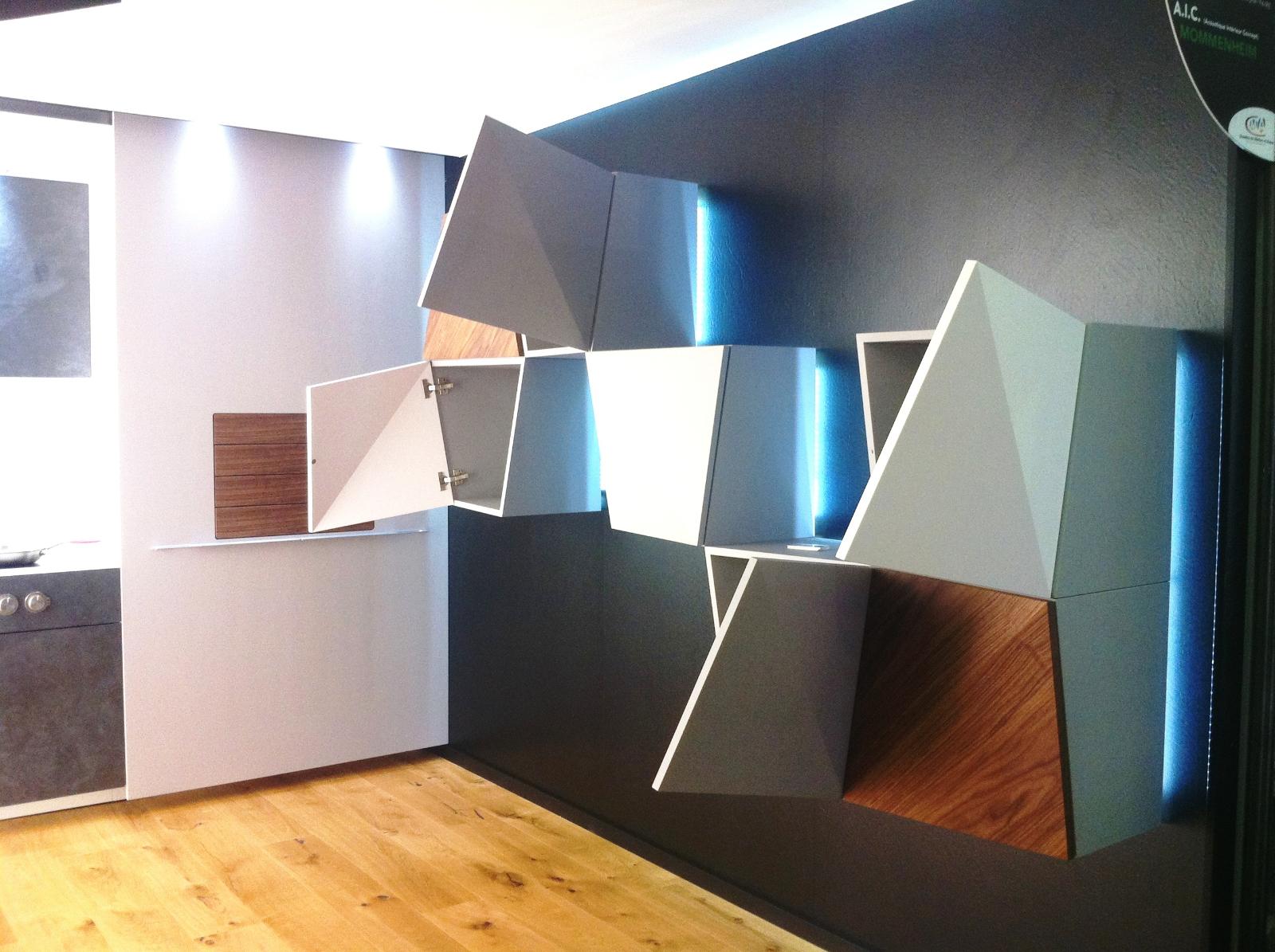 Caissons laqués et replaqués Noyer - style origami