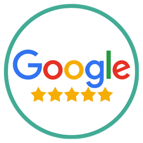 Google logo with 5 gold stars, indicating a 5-star rating.