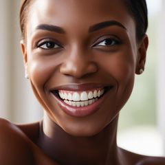 Una donna con un grande sorriso sul viso