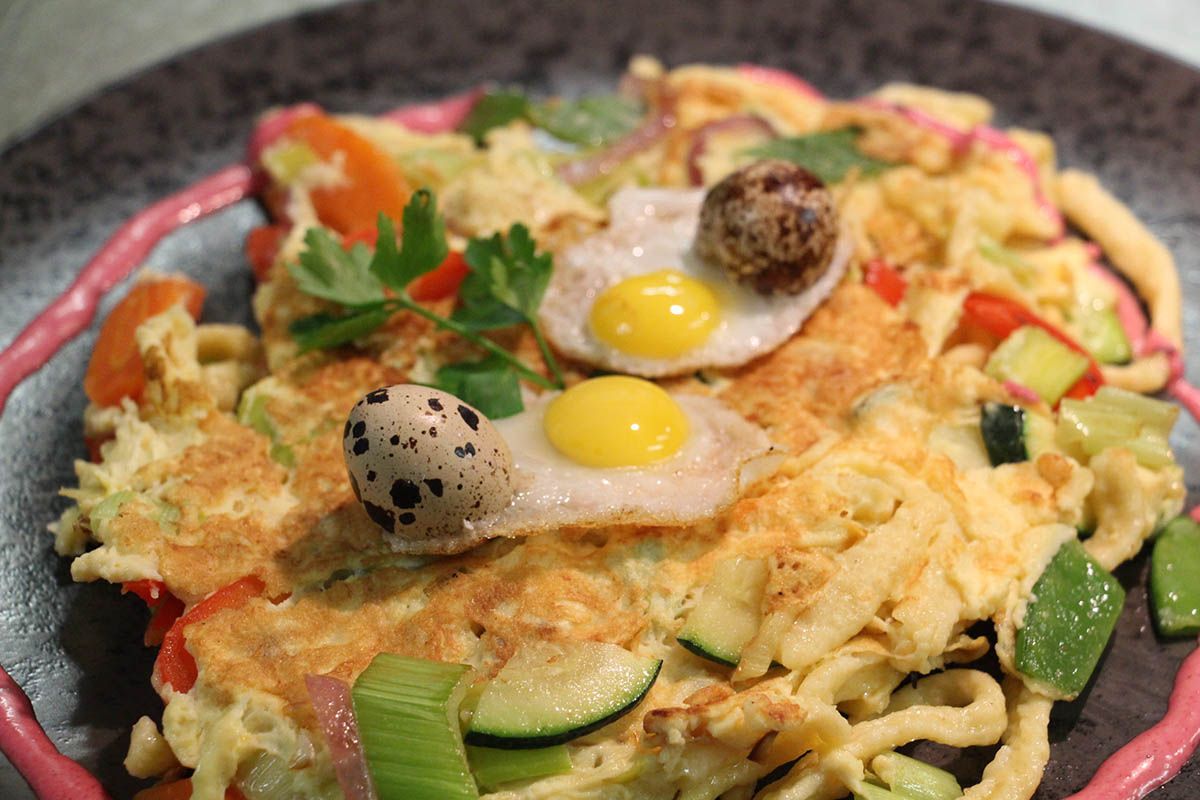 Bauern-Omelette mit kaputtem Wachtel-Ei VEGO
VEGO pur Gerichte als Hauptgang, sehr geschätzt und beliebt.
Kombiniert mit Fisch & Fleisch das gibt es so nur in der Mühle zu Gersbach.
