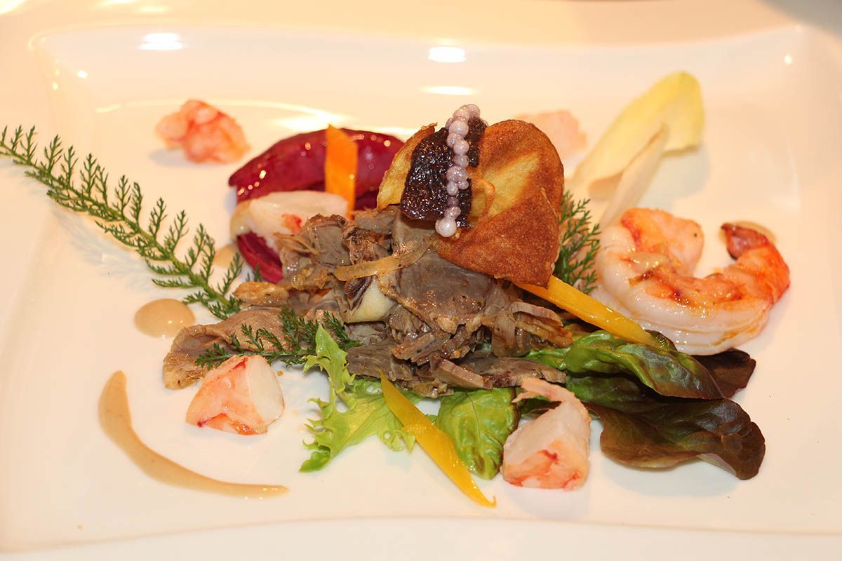 Rindfleischsalat mit Lemonleave und Gamba