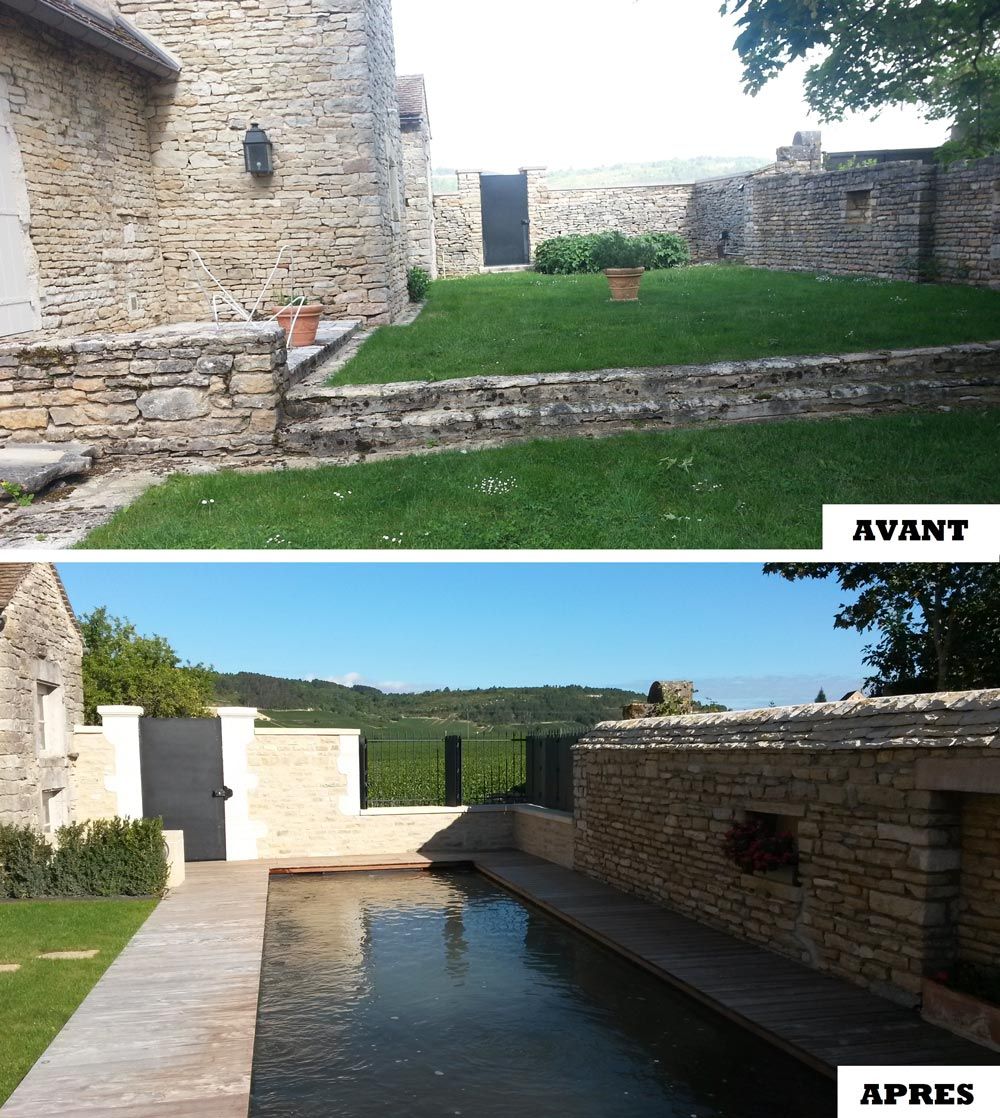 Avant, après d'une maison avec piscine