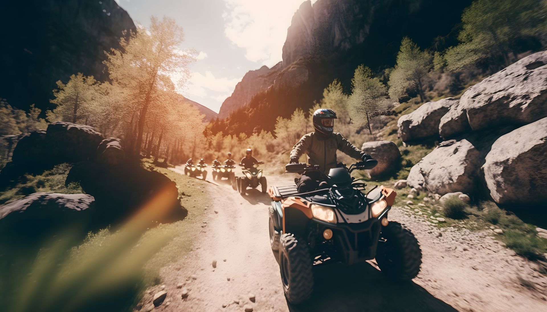 Plusieurs quads sont sur la route