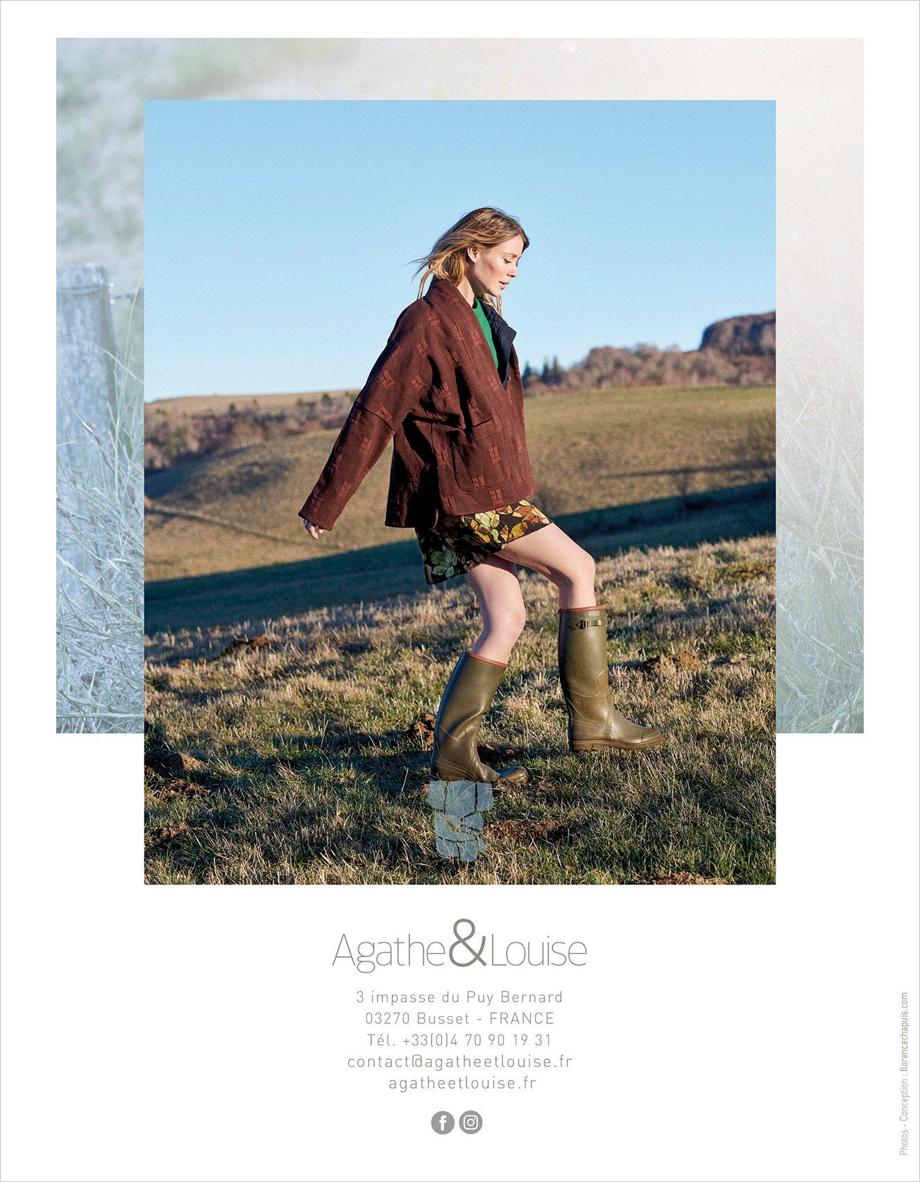 Veste marron et robe à fleurs