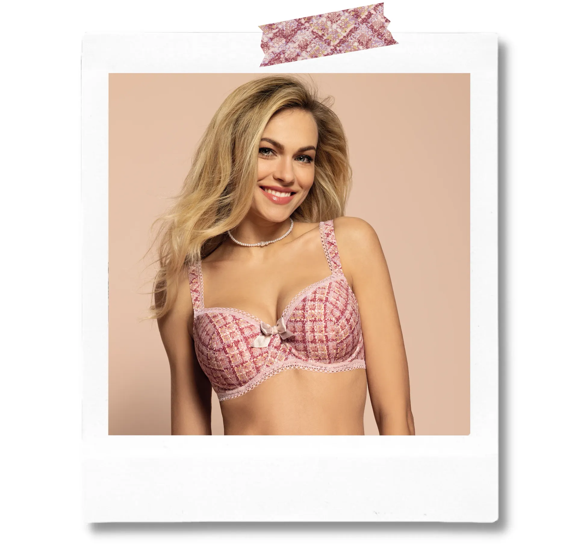 Soutien-gorge à motifs tartan rose