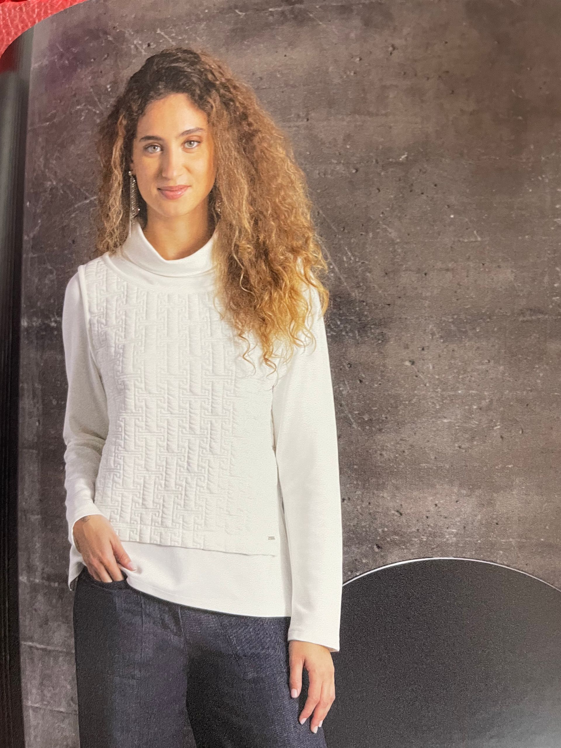 Pull col roulé blanc