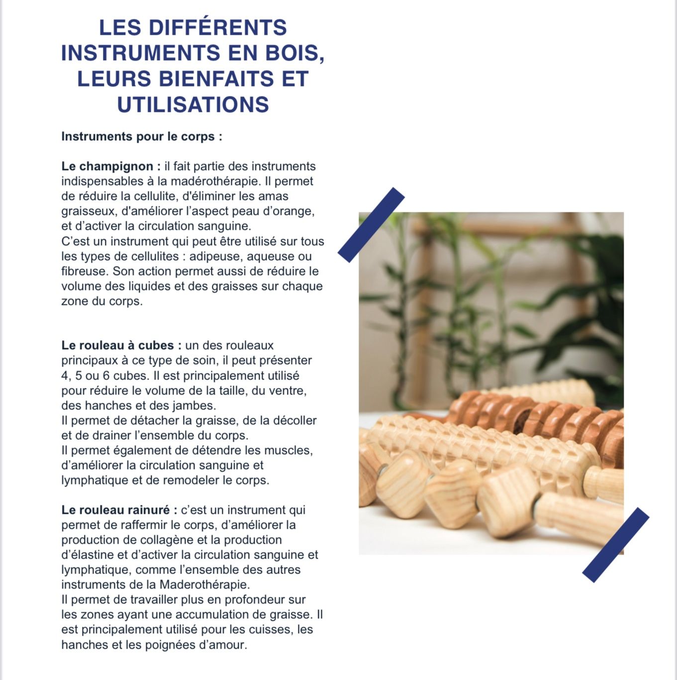 Explication des différents ustensiles en bois utilisés.