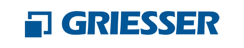 Ein blau-weisses Logo für Griesser auf weissem Hintergrund