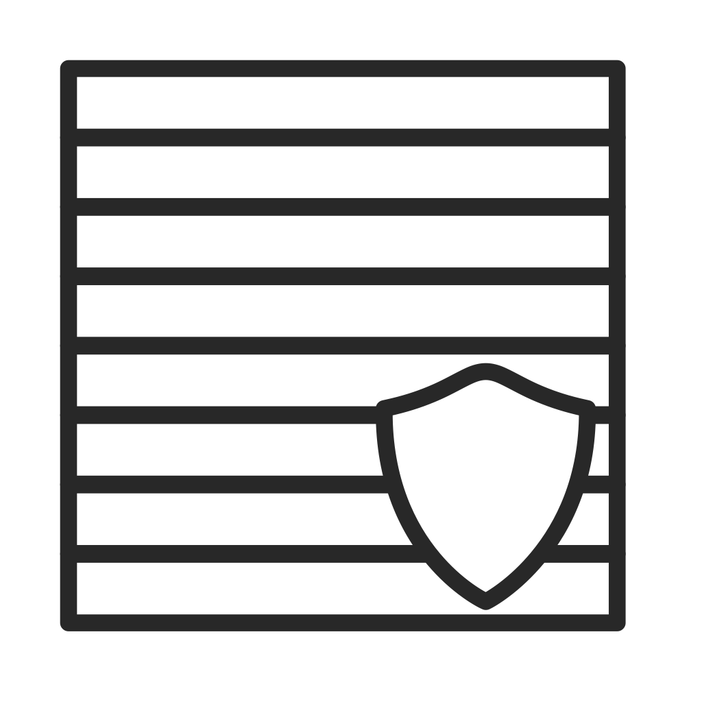 Ein schwarz-weisses Symbol eines Garagentors mit einem Schild darauf.