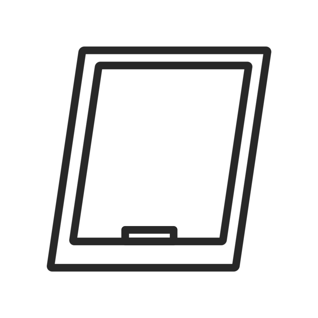 Ein schwarzweisses Symbol eines Fensters mit einem Griff auf weissem Hintergrund.