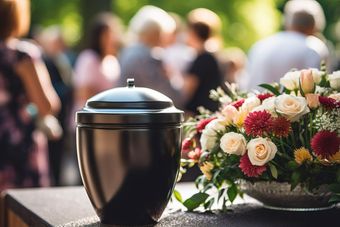 Une urne et des fleurs