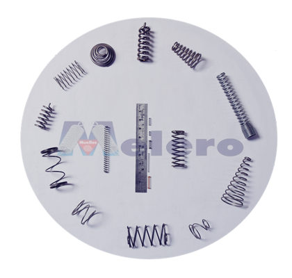 Un reloj hecho con diferentes tipos de resortes y una regla.