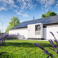 Toit d'une maison avec des panneaux solaires