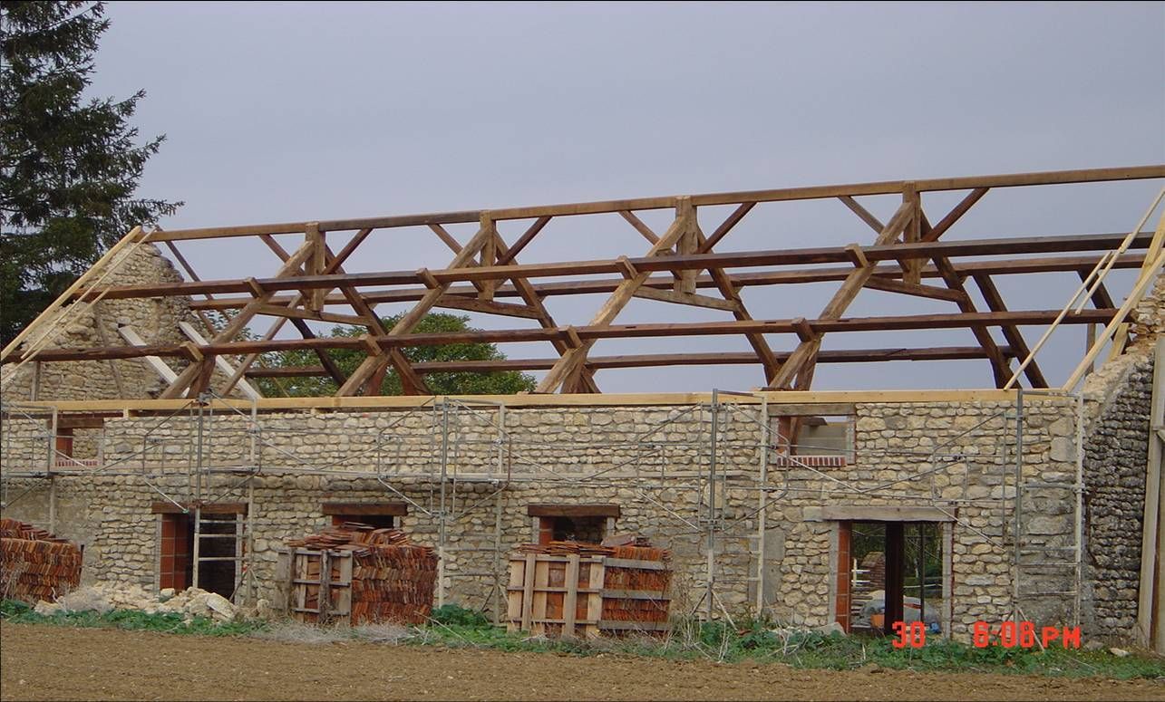 Charpente d'un bâtiment.
