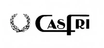 Un logotipo en blanco y negro para casri con una corona de laurel.