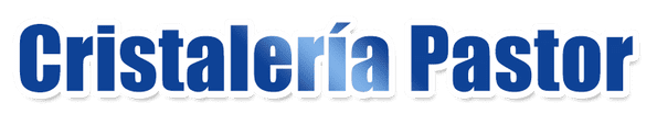 Logotipo con el texto "Cristalería Pastor" en una fuente azul degradada en negrita sobre un fondo blanco.