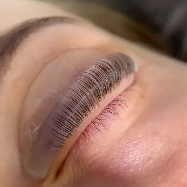 Un primer plano del ojo de una mujer con pestañas largas.