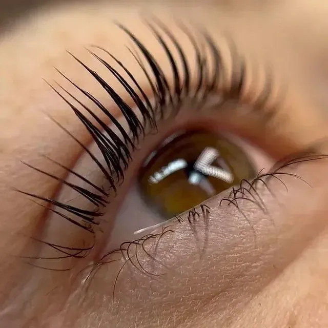 Un primer plano del ojo de una mujer con pestañas largas.