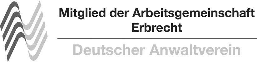 A black and white logo for mitglied der arbeitsgemeinschaft erbrecht