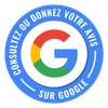 Accéder aux avis sur Google. Logotype de Google.