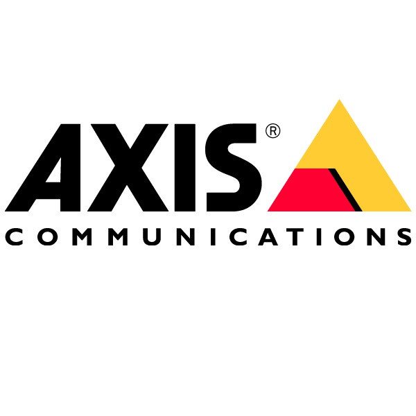 Logo d'AXIS Communications en noir et jaune avec un accent rouge