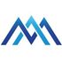 Logo géométrique bleu en forme de montagne sur fond blanc