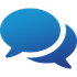 Bulles de dialogue bleues, une grande et une petite, se chevauchant sur un fond blanc.