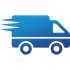 Icône de camionnette de livraison bleue avec lignes de mouvement