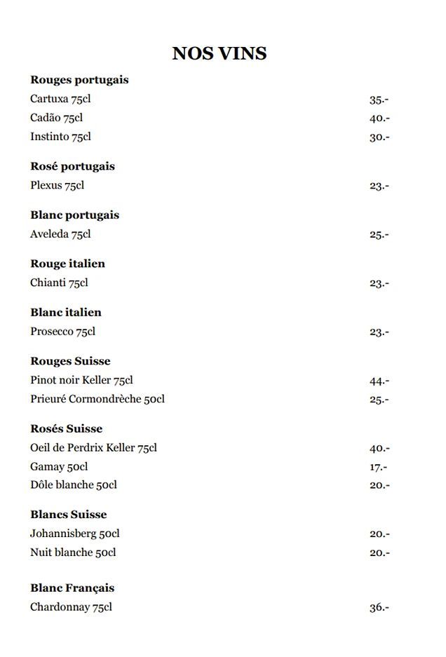 Un menu pour un restaurant avec une carte des vins dessus.